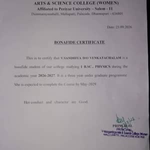 Bonafide certificate